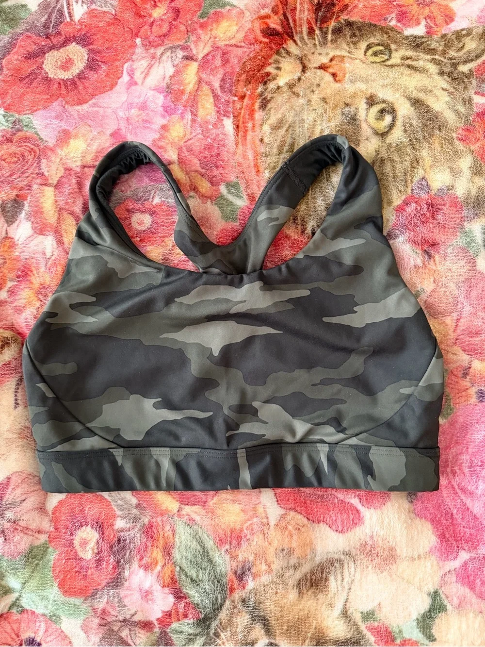 Athleta Green Gray Camouflage Leggings Sports Bra Matching Yoga Pilates Gym Set